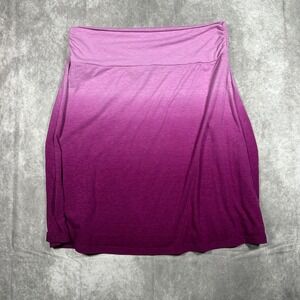 Faded Glory Girls L 12-14 Purple Ombre Knit Fold Over Waist Mini Skirt Space Dye